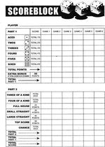 Yahtzee Scoreblok - Scoreblok Yahtzee - 100 Vellen -15 cm hoog en 12.5 lang - 6 rondes per vel - FSC verantwoord hout en papier