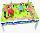 Toytopia houten speeltafel met trein en accesoires -  75-Piece Wooden Train Table Set