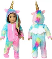Poppenkleding Rainbow Unicorn onesie - Kleertjes geschikt voor o.a. BABY born - Poppenkleertjes 43 cm - Gratis verzending