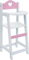 Poppen Kinderstoeltje Hout Wit met Roze -HARTJE afm. 26,5 x 21,5 x 53cm