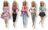 Barbie kleding - 5 Outfits voor poppen - Poppenkleertjes - Geschikt voor o.a Barbie - Setje 'Tess' - Barbie kleertjes - GRATIS verzending