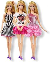 Barbie kleding - 3 Outfits voor poppen - Poppenkleertjes - Geschikt voor o.a Barbie - Setje 'Femke' - Barbie kleertjes - GRATIS verzending