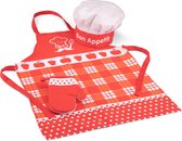 New Classic Toys Keukenschort Rood Inclusief Kookmuts en Ovenwant