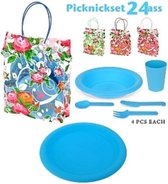 Picknickset 24 delig, Funky Flower-roze