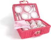 Theeservies - Picknick set - In koffer - Roze