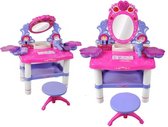 Kaptafel Set Met Kruk Stoel / Spiegel & Accessoires - Speelgoed Kinder Make-Up Tafel Kastje Voor Meisjes - Roze
