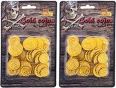 Piraat munten goud 100 stuks - Piraten verkleed accessoire - Gouden speelgoed munten