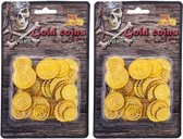 Piraat munten goud 100 stuks - Piraten verkleed accessoire - Gouden speelgoed munten