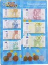 Speelgoed kassa Euro speelgeld 90 delig - Speelgoed munten en biljetten - Winkeltje spelen - Nepgeld