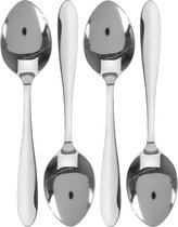 4x Lepels tafelbestek RVS 18,5 cm - Keukenbenodigdheden - Tafel dekken - Bestek - Tafellepels/eetlepels - Lepels