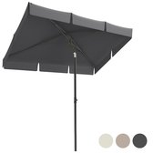 LifeGoods Balkon Parasol - Rechthoekig - 30° Knikbaar - Waterdicht - Met Hoes - Tuin of Strand - 200x125x235 cm - Donkergrijs