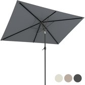 LifeGoods Balkon Parasol - Rechthoekig - 30° Kantelbaar - Schaduw voor 5 Personen - 270x180cm - Waterdicht - Met Hoes - Tuin of Strand - Donkergrijs