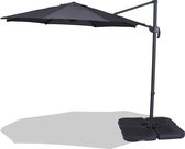 Homra PREMIUM LUX-XL Parasol - Duurzame zweefparasol - Ø300 cm - Donkergrijs - Inclusief beschermhoes - Inclusief watervulbare tegels - 360° graden draaibaar - Grijs - Antraciet - 3 meter doorsnede