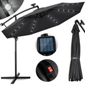 Tillvex - Parasol LED Solar Ø 3m, Antraciet vrijdragende parasol balkon tuinparasol slinger aluminium