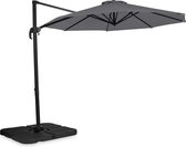 VONROC Premium Zweefparasol Bardolino Ø300cm – Combi set incl. vulbare parasoltegels – Draai- en kantelbaar – UV werend doek – Grijs – Met duurzame beschermhoes