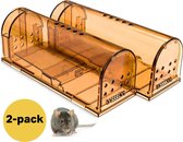 Vivid Green diervriendelijke muizenval - Muizenvallen voor binnen en buiten - Mouse trap - Muizenverjager - 2 stuks - Bruin/oranje