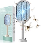 Elektrisch Oplaadbare Vliegenmepper met muggenlamp  - UV-lamp  - USB Oplaadbaar – Led Vliegenvanger - Vliegenlokker en Muggen Racket