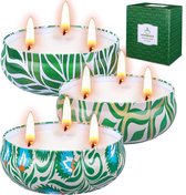 Set van drie Citronella kaarsen - Grote kaars met drie lonten en 240 uur brandtijd - 400g per kaars - Anti muggen - 13.5cm diameter