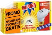 VAPONA Muggenbestrijding - Anti Mug Muggenstekker + Extra Navulling (voor 45 nachten)