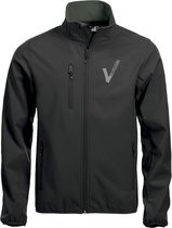 1 X CLQUE Security Kleding ART. NR. 020910 / Basic Softshell Jacket BLACK HEREN bedrukt met V-tje en SECURITY. Maat L.