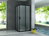 Douchecabine Lory Nano Mat Zwart Vierkant Hoekinstap Schuifdeur 90x90x195cm Helder Glas Chroom Profiel 6mm Veiligheidsglas