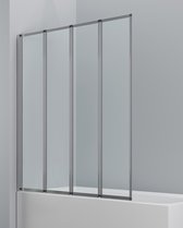 Badplaats Badwand Moka 110 cm x 140 cm - Chroom - Badscherm schuifdeur 5 mm dik - Veiligheidsglas en Antikalk