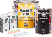 2500ml Magneetverf + Krijtjes Wit + Krijtjes gekleurd + SB Verf 1000ml Zwart + 10 Witte Neodymium Magneet 15mm