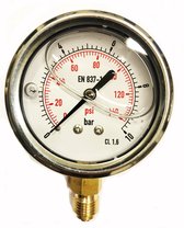 Manometer (pressure gauge): Bottom  1/4 0-10 bar