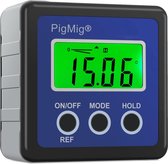 PigMig Digitale Hoekmeter – Precisie Hellingmeter - Compacte Waterdichte Waterpas – LCD scherm & Hoesje –met 4 eenheden