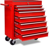 VidaXL Gereedschapswagen 7 lades - Wieltjes - 690x330x772 mm - Rood