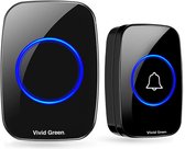 Vivid Green Draadloze Deurbel - Draadloos - Deur Bel - Deurbellen - Wireless doorbell - IP44 Waterdicht -Met ontvanger - Zwart