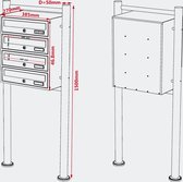 Meervoudige staande brievenbus ( hoogkant, 4 stuks ) in zwart. Gezamenlijke brievenbus voor bedrijfsverzamelgebouw, appartementen en/of woningen - Multistrobe