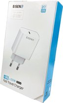 Eisenz EZ226 iPhone lader - 20w PD usb-c adapter snellader Geschikt voor iPhone 13/13 Pro/13 Mini/13 Pro Max/12/12 Pro/11/ 11 Pro/XR/ iPad Pro 2020/Galaxy S21/S20/Redmi Note 10S/9 Pro