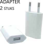 Universal USB adapter - 2 stuks - USB stekker - USB lader - Reisstekker - Blokje - Universeel - Wit - USB Charger