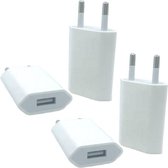 Universal USB adapter - 4 stuks - USB stekker - USB lader - Reisstekker - Blokje - Universeel - Wit - USB Charger