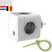 Colorful Sun® Stopcontact splitter - Verloopstekker 6 voudig wit - Met 2 USB poorten - Met randaarde - Gratis kabel-organizer - Kinderbeveiliging - Stekkers - Stekkerdoos