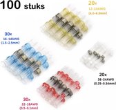 100 stuks Soldeerhulzen Waterdicht - Krimpkous - Lage Temperatuur - Kabelbinders - Kabelschoen - Soldeer - Kleurcode - Soldeertin - Kabelhuls - Set - Draad Connector