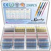 250 stuks - Doos Soldeerhulzen Waterdicht - Krimpkous - Lage Temperatuur - Kabelbinders - Kabelschoen - Soldeer - Kleurcode - Soldeertin - Kabelhuls - Set - Draad Connector - Box - Krimphuls - Heat Schrink - Soldeersok - Tin - Soldeertin -Kabelschoen