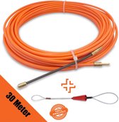 D.E. Products professionele trekveer 30 meter 4 mm nylon - gratis kabelbevestiger - kabeltrekker - 30m - elektra - kabels