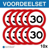 Simbol - Voordeelset van 10 Stuks - Stickers 30 km - Maximaal 30 km/u - Duurzame Kwaliteit - Formaat ø 10 cm.