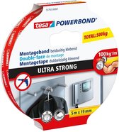 Tesa powerbond ultra strong dubbelzijdige montagetape - 5 m x 19 mm.