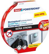 Tesa powerbond ultra strong dubbelzijdige montagetape - 5 m x 19 mm.