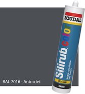 Siliconen Kit Sanitair - Soudal - Keuken - Voor binnen & buiten - RAL 7016 Antraciet - 300ml koker
