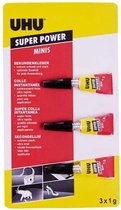 UHU® Secondelijm Super Power MINIs 3x1g  - 3 Mini Tubes Secondelijm - Ultra Snel Drogende Lijm - 3g (3 x 1g)