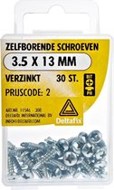 Zelfborende Schroeven 3.5x 13 mm Verzinkt, 30 Stuks