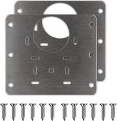 STACK Scharnier Reparatie Plaat | 90x80 mm - 2 Stuks - Inclusief 12 Schroeven - RVS - Universeel - Reparatieplaat - Scharnier Reparatie Plaat / Platen / Plaatje / Set - Scharnier Plaat - Keukenkastje - Kast