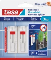 4x stuks Tesa klevende spijkers - wit - verstelbaar - draagkracht 3 kg