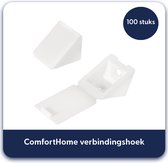 ComfortHome verbindingshoek kunststof wit - 100 stuks - kastverbinders - hoekverbinders met vaste afdekkap - connector van meubels en andere hoekverbindingen – hoekankers
