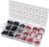 "Sanitairringen set 141-delig, assortimentsdoos met ringen in rubber en fiber, 18 meest courante maten."