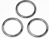 Metalen O-ring zilverkleurig ZWAAR 40 mm - stelringen rvs - 5 bandringen - 4 cm